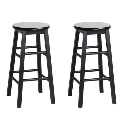 Artiss Set of 2 Beech Wood Backless Bar Stools - Black