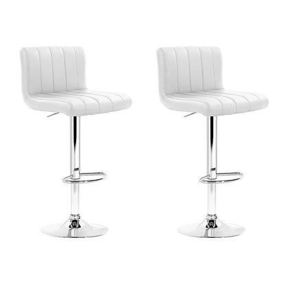 Artiss Set of 2 Line Style PU Leather Bar Stools - White