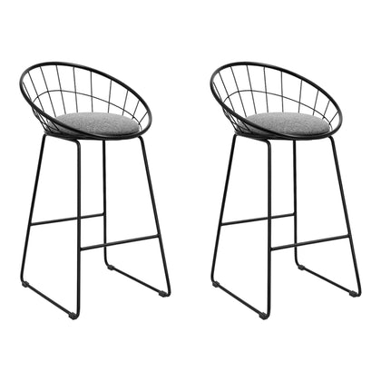 Artiss Set of 2 Bar Stools Steel Fabric - Grey and Black