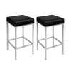 Artiss Set of 2 PU Leather Backless Bar Stools - Black and Chrome