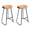 Artiss Set of 2 Elm Wood Backless Bar Stools 65cm - Black and Light Natural