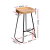 Artiss Set of 2 Elm Wood Backless Bar Stools 65cm - Black and Light Natural