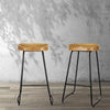 Artiss Set of 2 Elm Wood Backless Bar Stools 75cm - Black and Light Natural