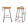 Artiss Set of 4 Elm Wood Backless Bar Stools 75cm - Black and Light Natural