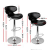 Artiss Set of 2 Bar Stools PU Leather Gas Lift - Black