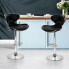 Artiss Set of 2 Bar Stools PU Leather Gas Lift - Black