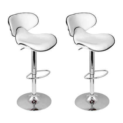 Artiss Set of 2 Bar Stools PU Leather Gas Lift - White