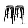 Artiss Set of 2 Metal Backless Stools - Black