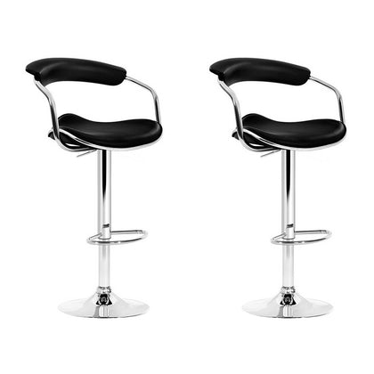 Artiss Set of 2 PU Leather Bar Stools- Chrome and Black