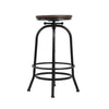 Artiss Set of 2 Bar Stool Industrial Round Seat Wood Metal - Black and Brown