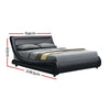 Artiss Alex LED Bed Frame PU Leather - Black Double