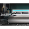 Artiss Alex LED Bed Frame PU Leather - Black White Double