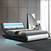 Artiss Alex LED Bed Frame PU Leather - Black White Double