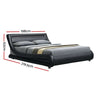 Artiss Alex LED Bed Frame PU Leather - Black King