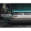 Artiss Alex LED Bed Frame PU Leather - Black King