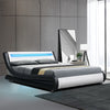 Artiss Alex LED Bed Frame PU Leather - Black White Queen