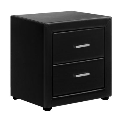 Artiss PVC Leather Bedside Table - Black