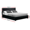 Artiss Cole LED Bed Frame PU Leather Gas Lift Storage - Black Queen