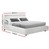 Artiss Cole LED Bed Frame PU Leather Gas Lift Storage - White Queen