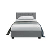 Artiss Lisa Bed Frame Fabric Gas Lift Storage - Grey King Single