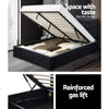 Artiss Lisa Bed Frame PU Leather Gas Lift Storage - Black Queen