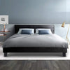 Artiss Bed Frame Double Size Base Mattress Platform Leather Wooden Black NEO