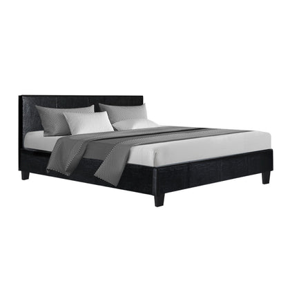 Artiss Neo Bed Frame PU Leather - Black Queen