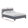 Soho Bed Frame Fabric - Grey Double