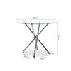 Artiss Round Dining Table 4 Seater 90cm Tempered Glass Clear Chrome Steel Legs Cross Cafe Kitchen Tables