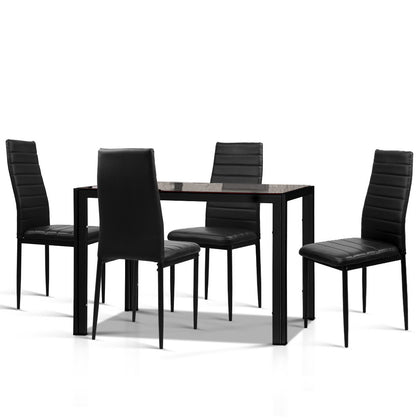 Artiss Astra 5-Piece Dining Table and Chairs Sets - Black