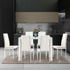 Artiss Astra 7-piece Dining Table and Chairs Dining Set Tempered Glass Leather Seater Metal Legs White