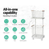 2 Tier Wire Storage Shelf Laundry Basket Hamper Metal Clothes Rack Shelves Trolley Organiser