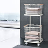 2 Tier Wire Storage Shelf Laundry Basket Hamper Metal Clothes Rack Shelves Trolley Organiser