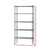 90cm 5-Tier Wire Shelf Shelving Unit Kithchen Storage Trolley Black