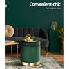 Artiss Storage Ottoman Foot Stool Round Velvet Foot Rest Pouffe Footstool Green