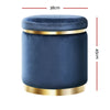 Artiss Foot Stool Round Velvet Ottoman Foot Rest Pouf Padded Seat Footstool Navy