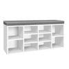 Artiss Fabric Shoe Bench with Storage Cubes - White