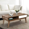 Artiss Coffee Table 2 Storage Drawers Open Shelf Scandinavian Wooden White