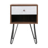 Artiss Bedside Table with Drawer - Grey & Walnut