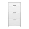 Artiss Shoe Cabinet 3 Tier Shoes Storage Drawer High Gloss White Rack Shelf