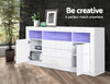 Artiss Buffet Sideboard Cabinet 3 Drawers High Gloss Storage Cupboard LED