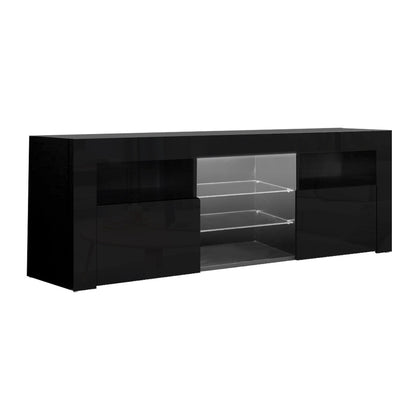 Artiss 145cm RGB LED TV Cabinet Entertainment Unit Stand Gloss Furniture Black