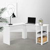 Artiss Office Computer Desk Corner Student Study Table Workstation L-Shape Shelf White