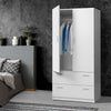 Artiss 2 Doors Wardrobe Bedroom Closet Storage Cabinet Organiser Armoire 180cm White