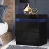 Artiss Bedside Tables Side Table Drawers RGB LED High Gloss Nightstand Black