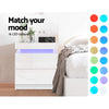 Artiss Bedside Tables Side Table Drawers RGB LED High Gloss Nightstand White