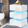 Artiss Bedside Table Side Unit RGB LED Lamp 3 Drawers Nightstand Gloss Furniture White