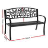 Gardeon Garden Bench Seat Chair Steel Outdoor Patio Park Lounge Furniture Black