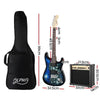 Alpha Electric Guitar Music String Instrument Rock Amplifier Pick Bag Set Blue