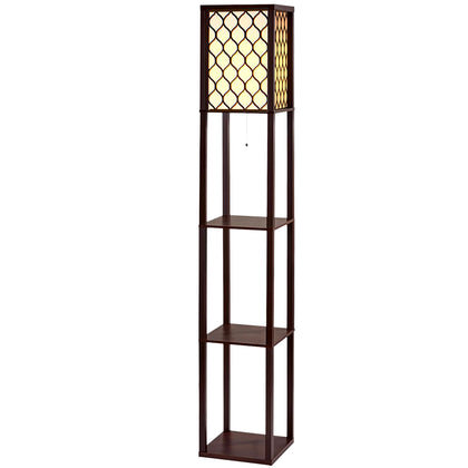 Artiss Floor Lamp LED Storage Shelf Standing Vintage Wood Light Reading Bedroom